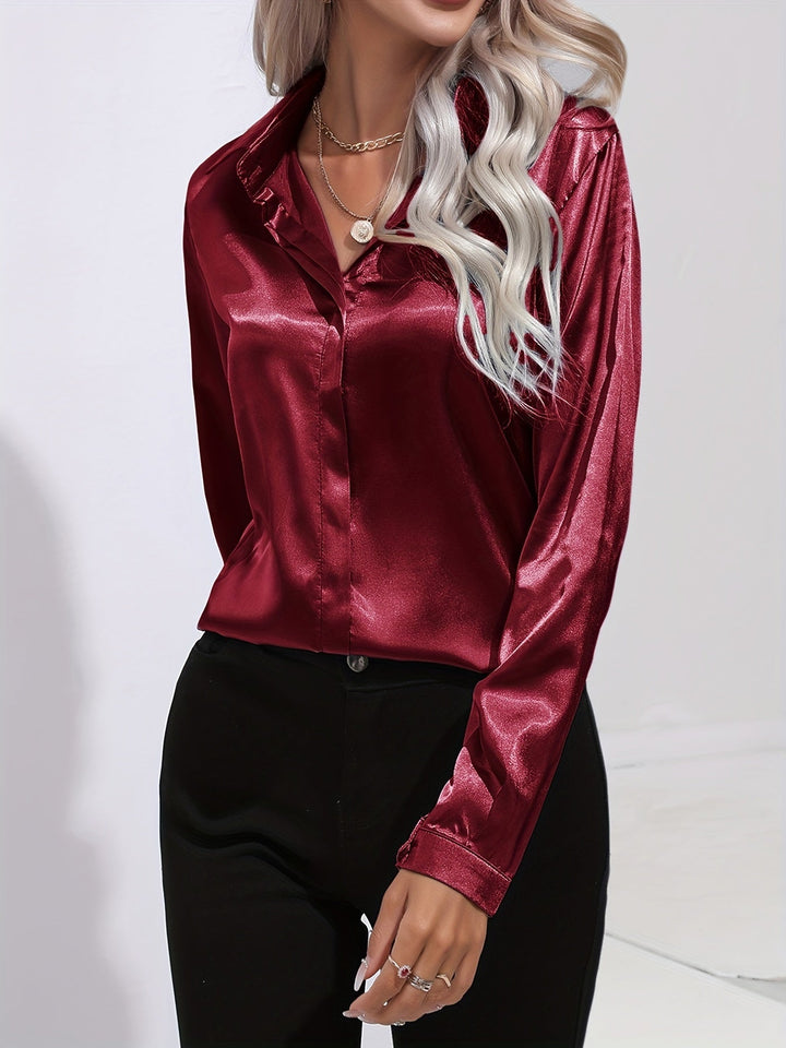 Strahlende Herbst-Eleganz: Schicke Satinbluse für Frauen von Zariah