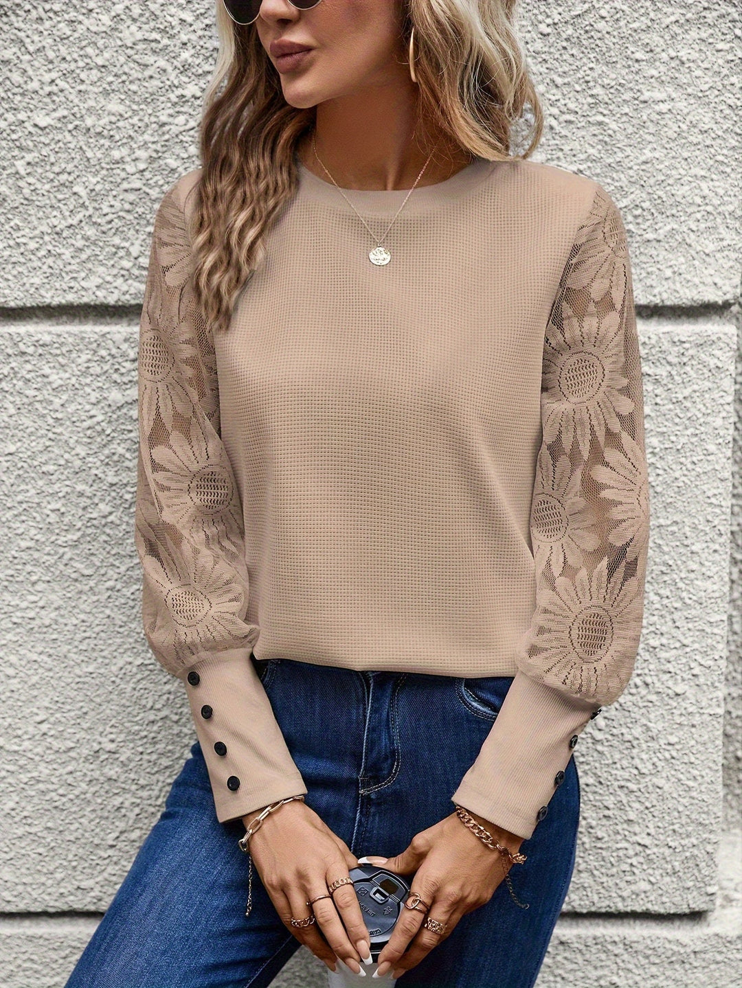 Barbara - Elegante schicke florale Spitzenbluse für Herbst für Frauen