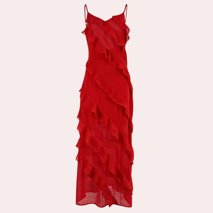 Adrienne - Stylisches langes Kleid für Frauen mit schönen Rüschen