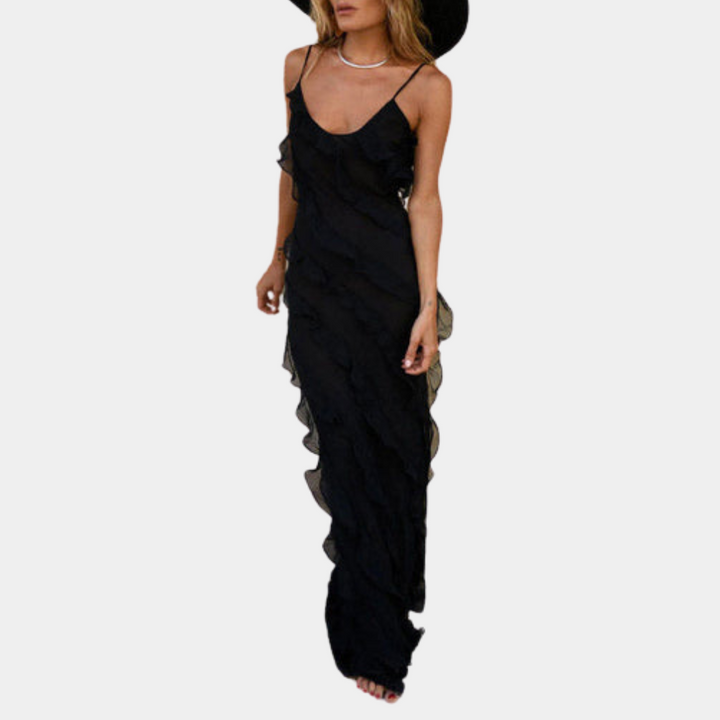 Adrienne - Stylisches langes Kleid für Frauen mit schönen Rüschen