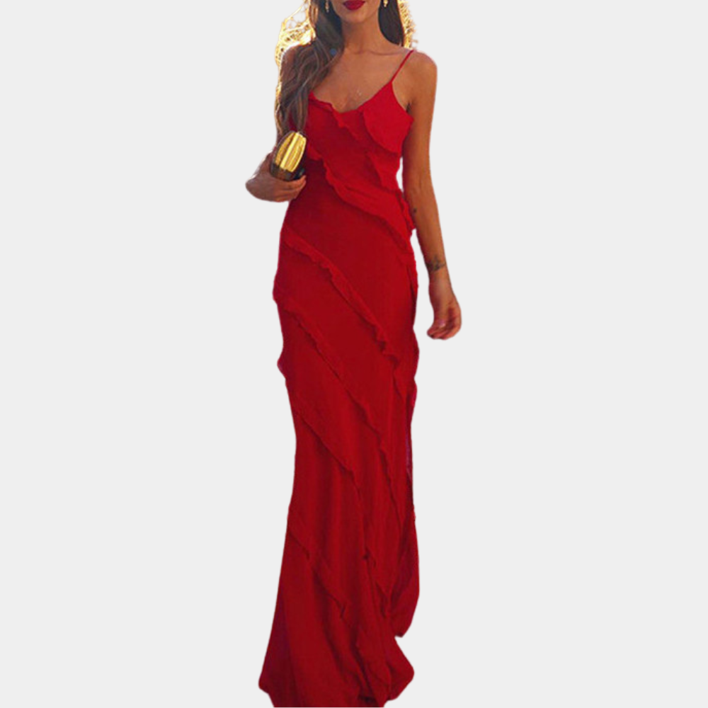 Adrienne - Stylisches langes Kleid für Frauen mit schönen Rüschen