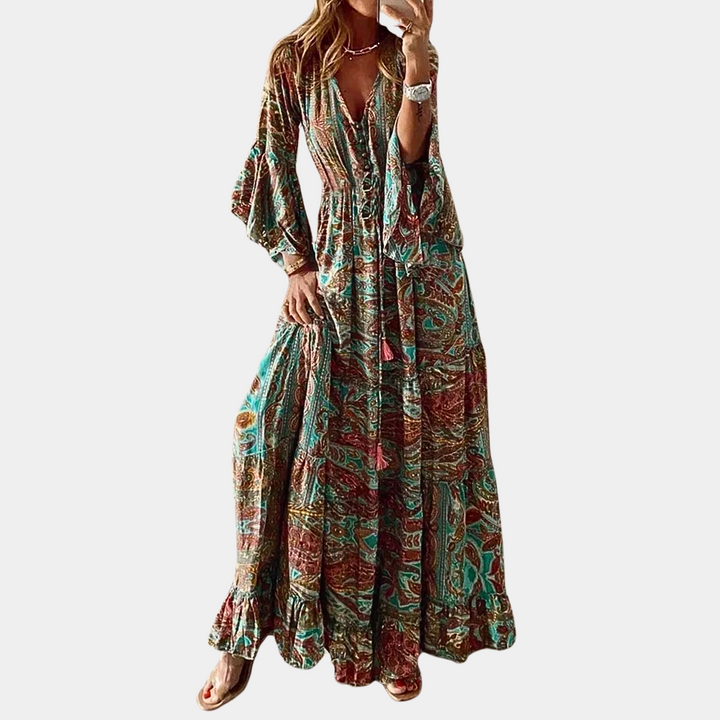 Agathe - Stilvolles böhmisches langes Kleid für Frauen