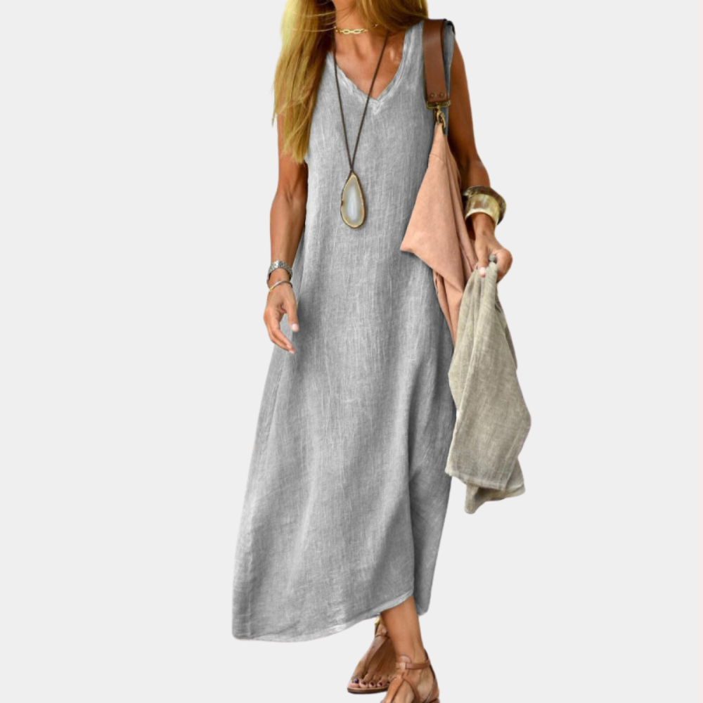 Stylisches Maxikleid für Frauen mit V-Ausschnitt für einen lässigen Look