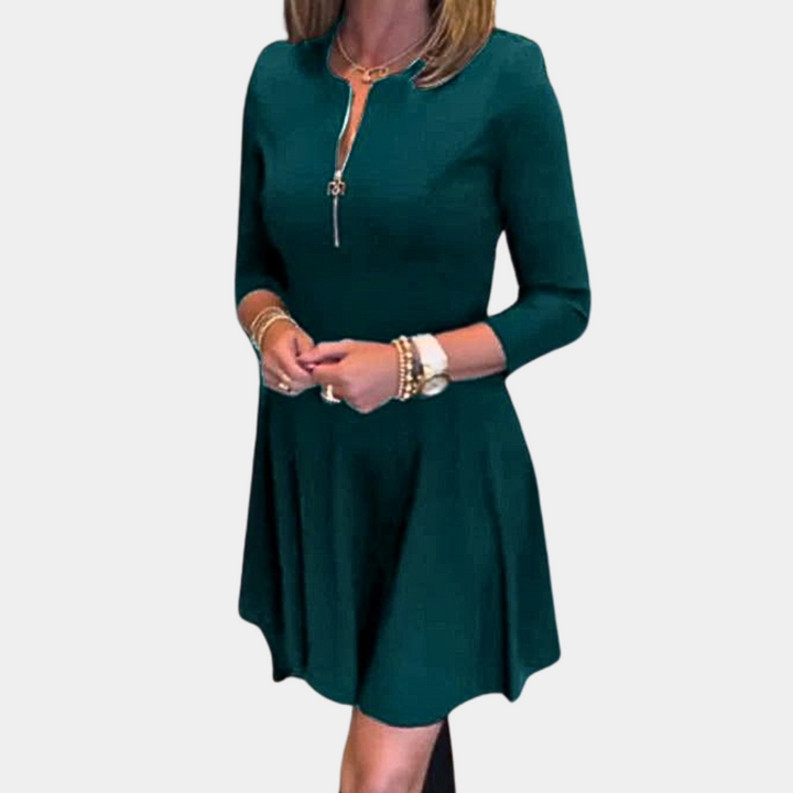 Modisches Damenkleid mit hübschem Reißverschluss