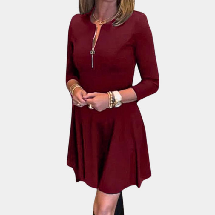 Modisches Damenkleid mit hübschem Reißverschluss