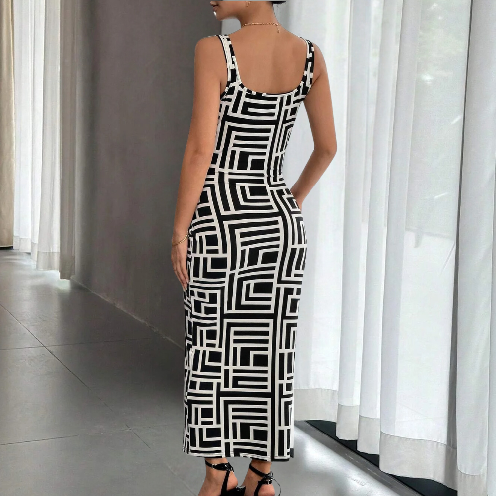 Elsa - Trendiges geometrisches Bodycon-Kleid für einen auffälligen Look
