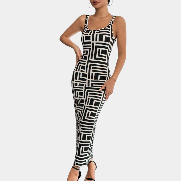 Elsa - Trendiges geometrisches Bodycon-Kleid für einen auffälligen Look