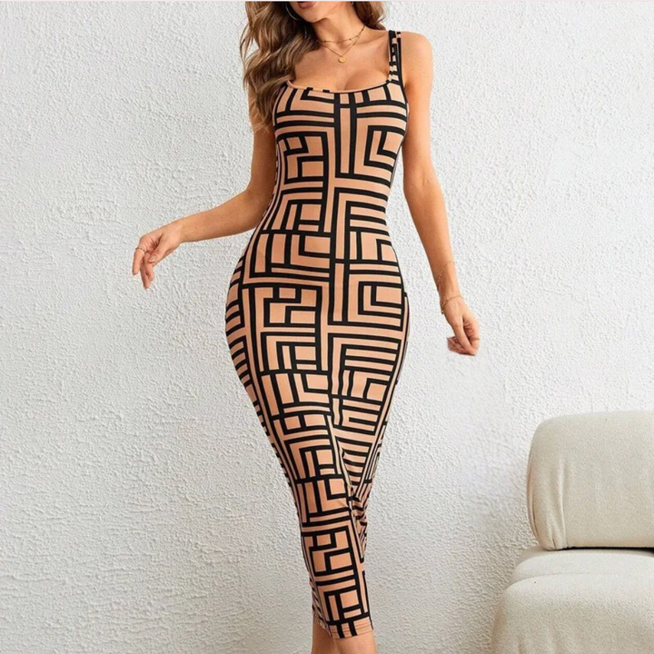 Elsa - Trendiges geometrisches Bodycon-Kleid für einen auffälligen Look