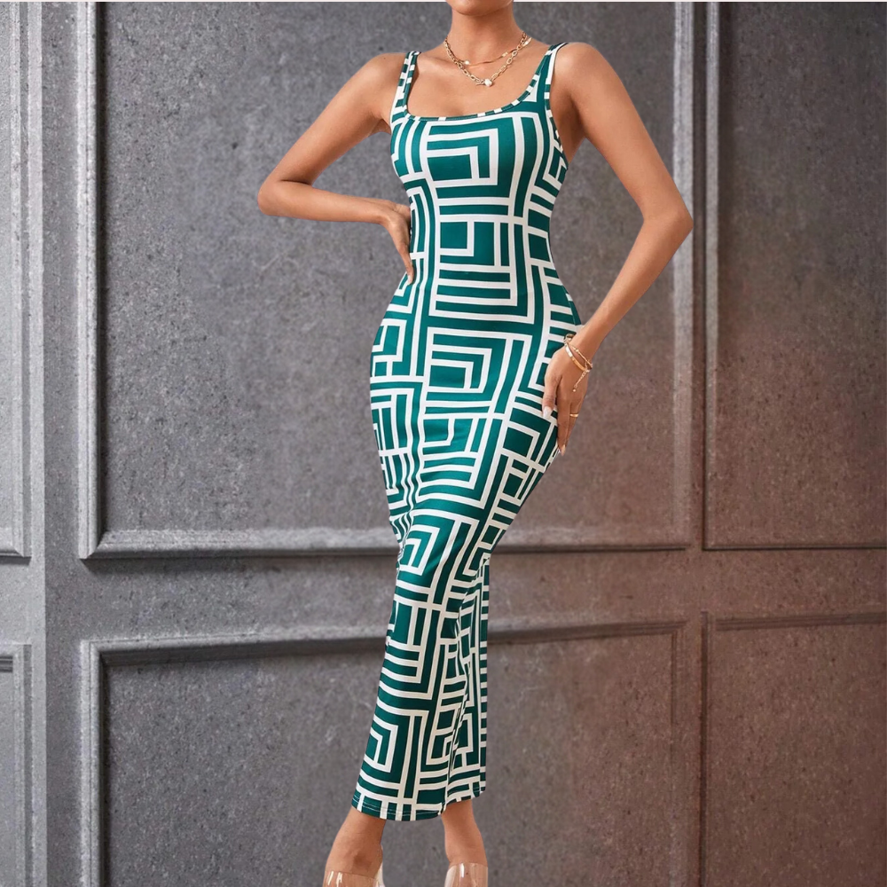 Elsa - Trendiges geometrisches Bodycon-Kleid für einen auffälligen Look