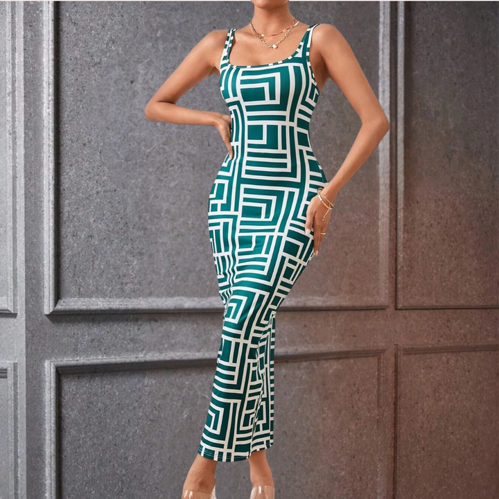 Elsa - Trendiges geometrisches Bodycon-Kleid für einen auffälligen Look