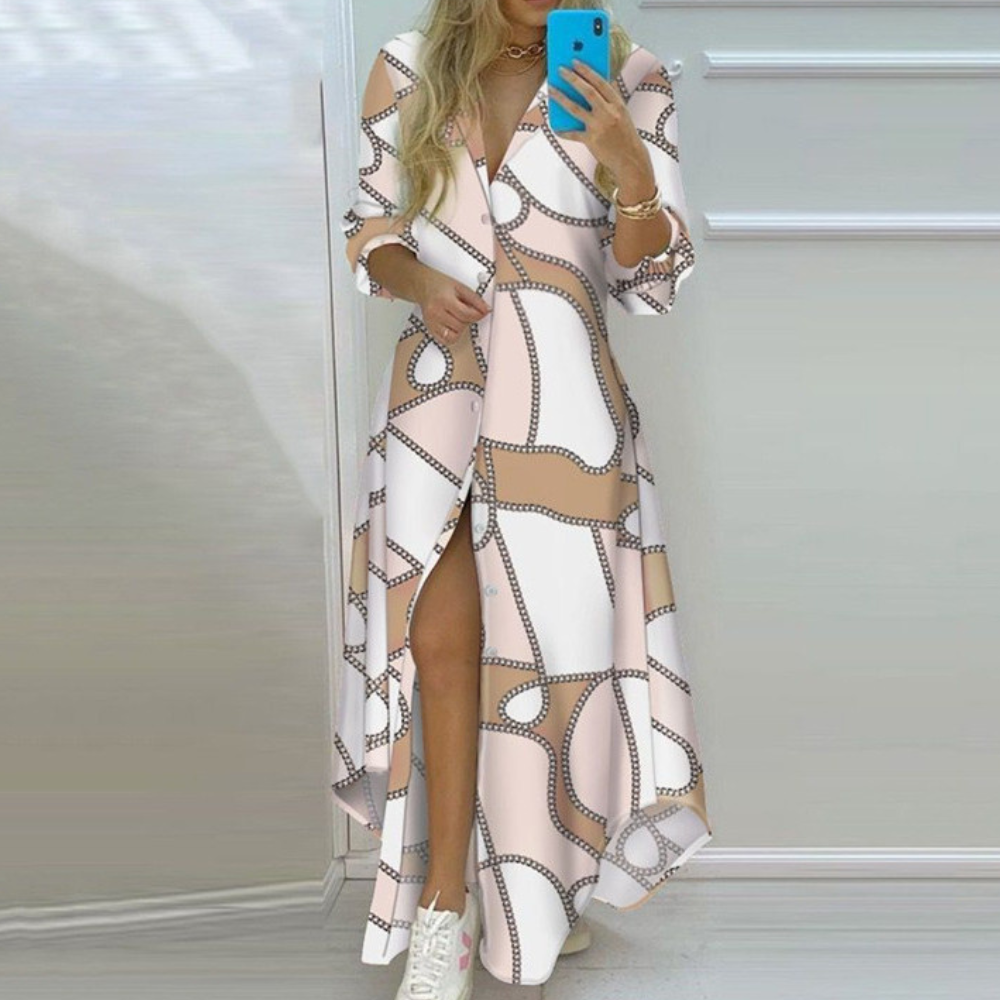 Antonia - Luxuskleid mit einzigartigem künstlerischem Zeitungsdruck
