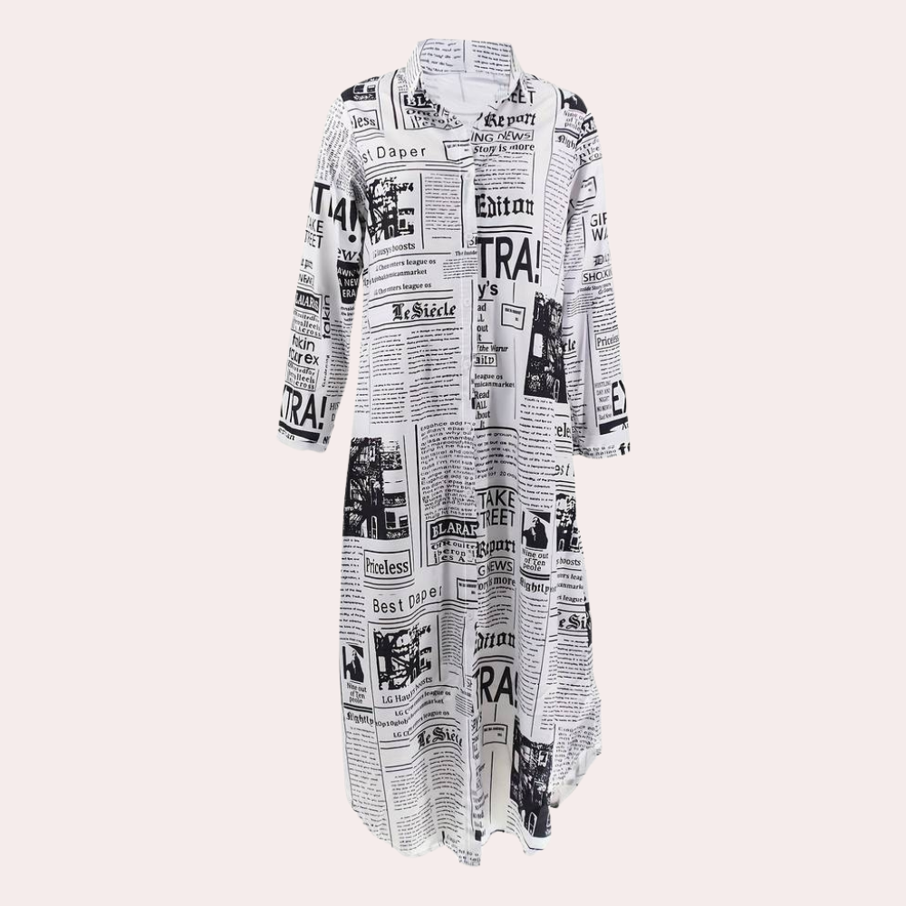 Antonia - Luxuskleid mit einzigartigem künstlerischem Zeitungsdruck