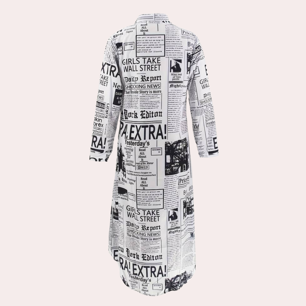 Antonia - Luxuskleid mit einzigartigem künstlerischem Zeitungsdruck