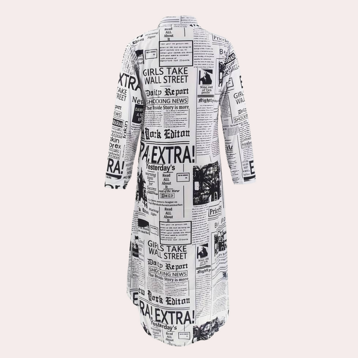 Antonia - Luxuskleid mit einzigartigem künstlerischem Zeitungsdruck