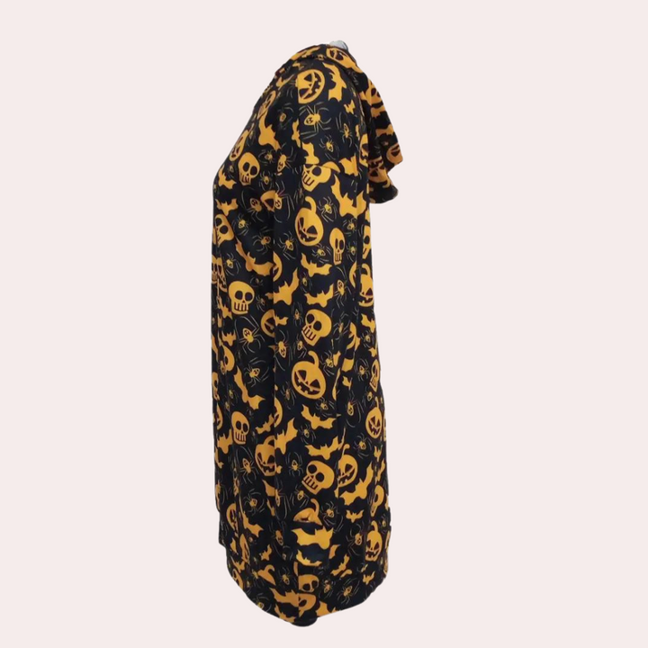 Csilla - Gemütliches Halloween-Minikleid mit Kapuze für ultimativen Komfort