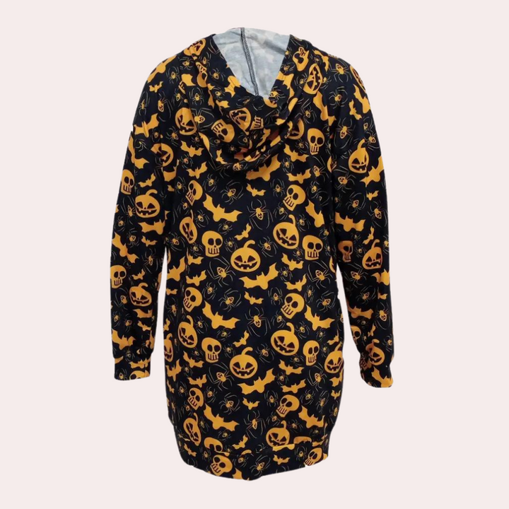 Csilla - Gemütliches Halloween-Minikleid mit Kapuze für ultimativen Komfort