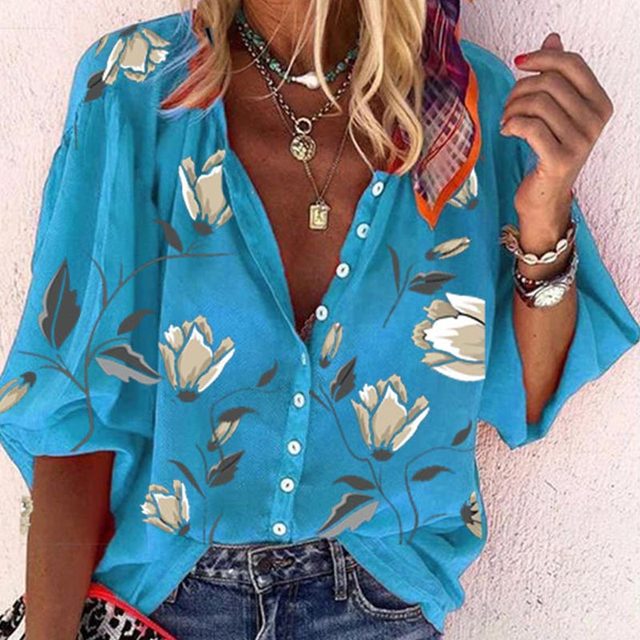 Patricia - Elegante Sommerbluse mit verspielten Prints für Frauen