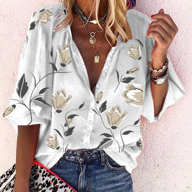 Patricia - Elegante Sommerbluse mit verspielten Prints für Frauen
