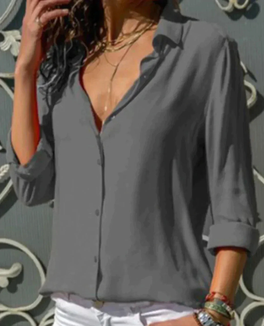 Julia - Elegante Damenbluse aus Satin, ideal für jede Gelegenheit