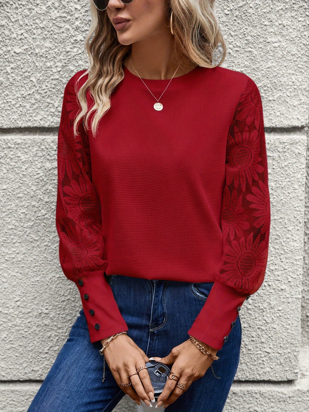 Barbara - Elegante schicke florale Spitzenbluse für Herbst für Frauen