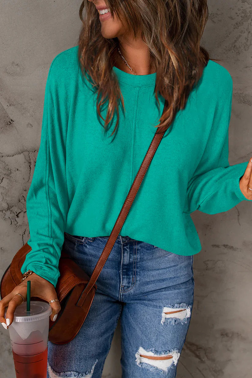 Fiona - Stylisches Casual Herbst T-Shirt mit Rundhalsausschnitt und langen Ärmeln für Frauen