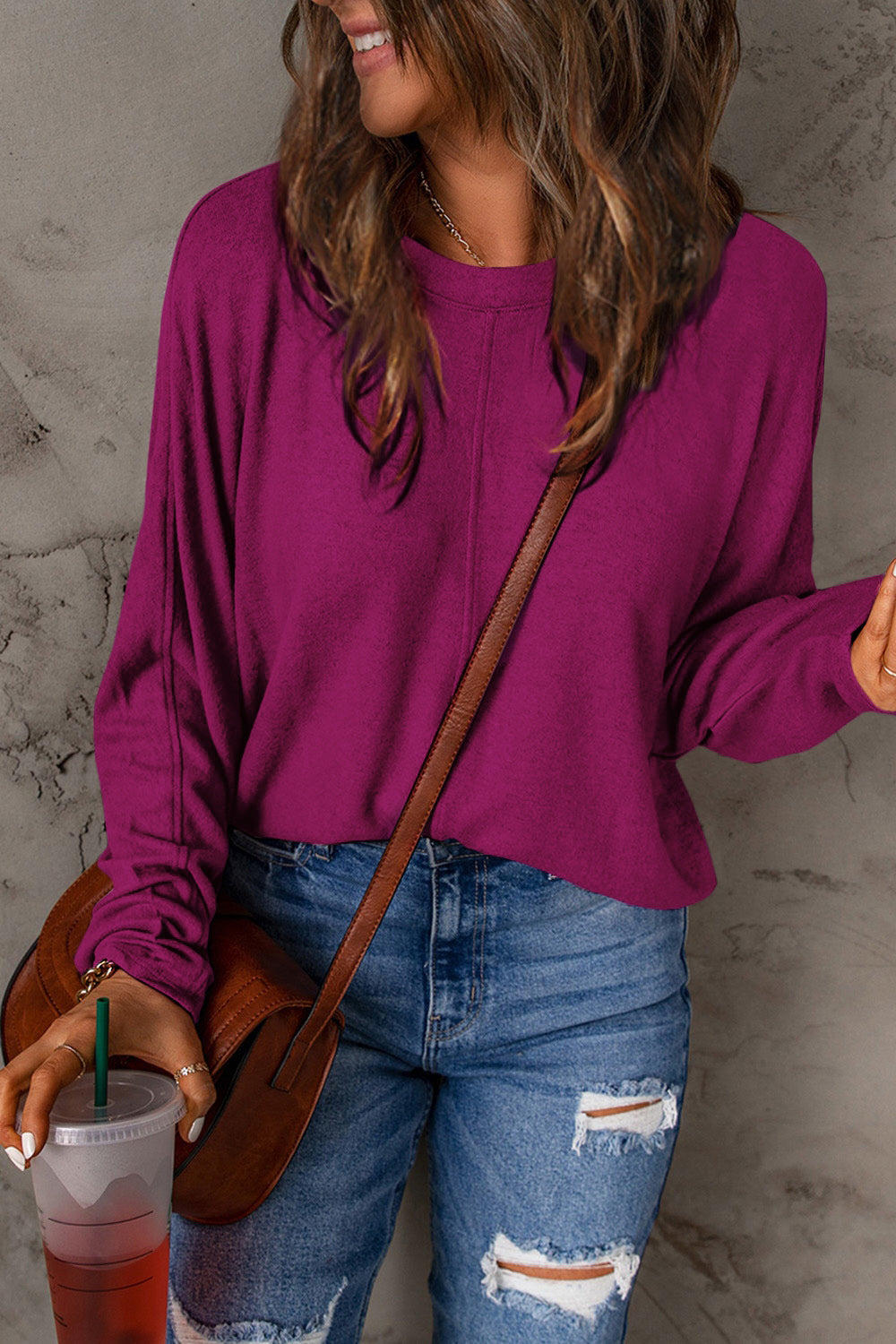 Fiona - Stylisches Casual Herbst T-Shirt mit Rundhalsausschnitt und langen Ärmeln für Frauen
