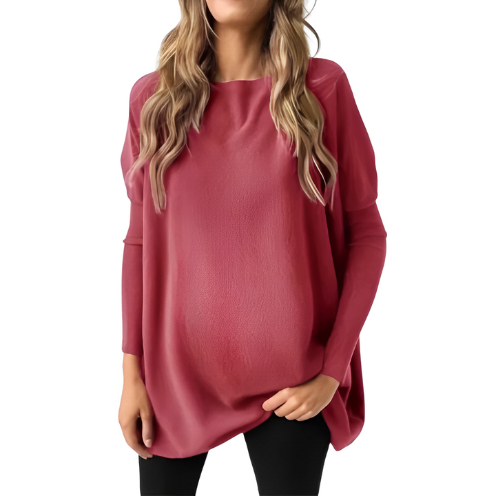 Kiana - Stylische übergroße Herbstbluse mit langen Ärmeln und elegantem Rundhalsausschnitt für Frauen