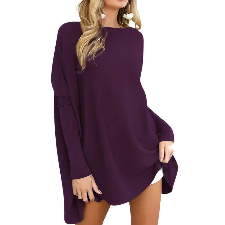 Kiana - Stylische übergroße Herbstbluse mit langen Ärmeln und elegantem Rundhalsausschnitt für Frauen