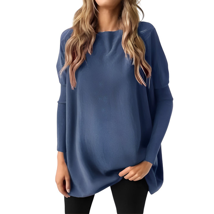 Kiana - Stylische übergroße Herbstbluse mit langen Ärmeln und elegantem Rundhalsausschnitt für Frauen